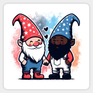 Cute Gnome America Patriotic Whitey Melanin Gay Pride Month Sticker